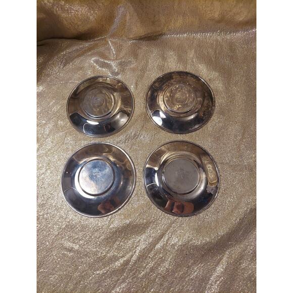 4 Demitasse Continentale Saucers Silverplate, Plates Only, No Cups, 4", Brazil - Picture 7 of 12